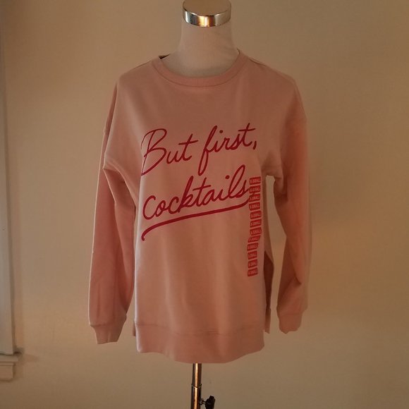 Wild Fox Statement Sweatshirt-"But first, cocktails" XS